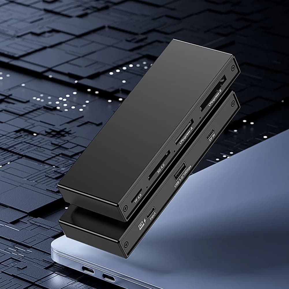 Lettore di schede di memoria per fotocamera USB 3.2 5in1 per schede CF TF Supporta trasferimento dati veloce da 10 Gbps compatto e portatile