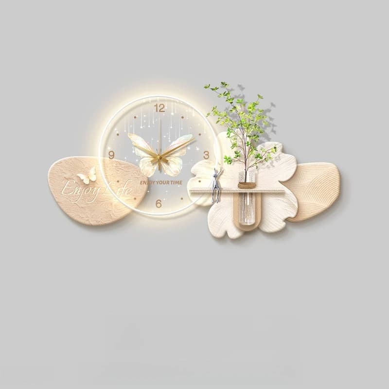 Pittura decorativa per sala da pranzo con orologio Vento crema francese 2025 nuovo muro di fondo del soggiorno parete di fascia alta