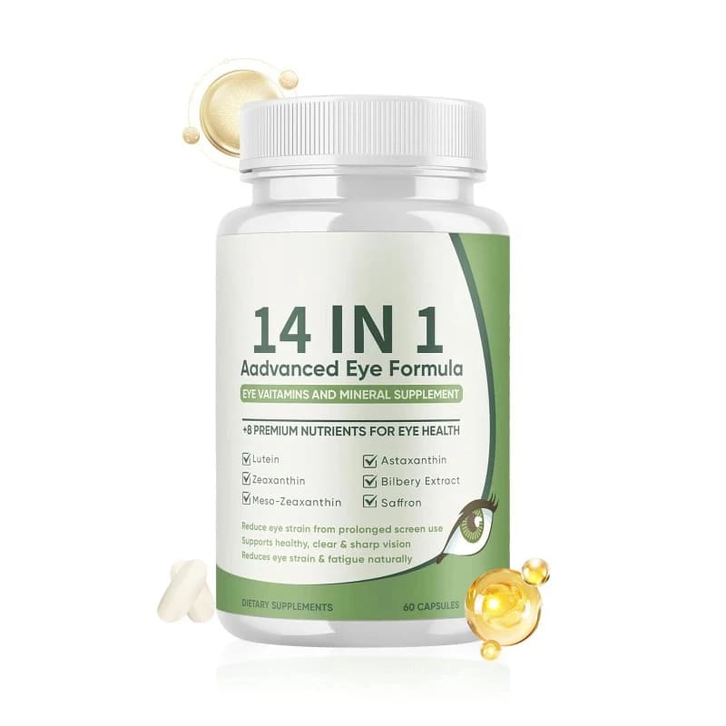 14 in 1 Advanced Formula Eye Vitamin and Mineral Supplement with Lutein Zeaxanthin Zinc Bilberry Extract Daily Health Support