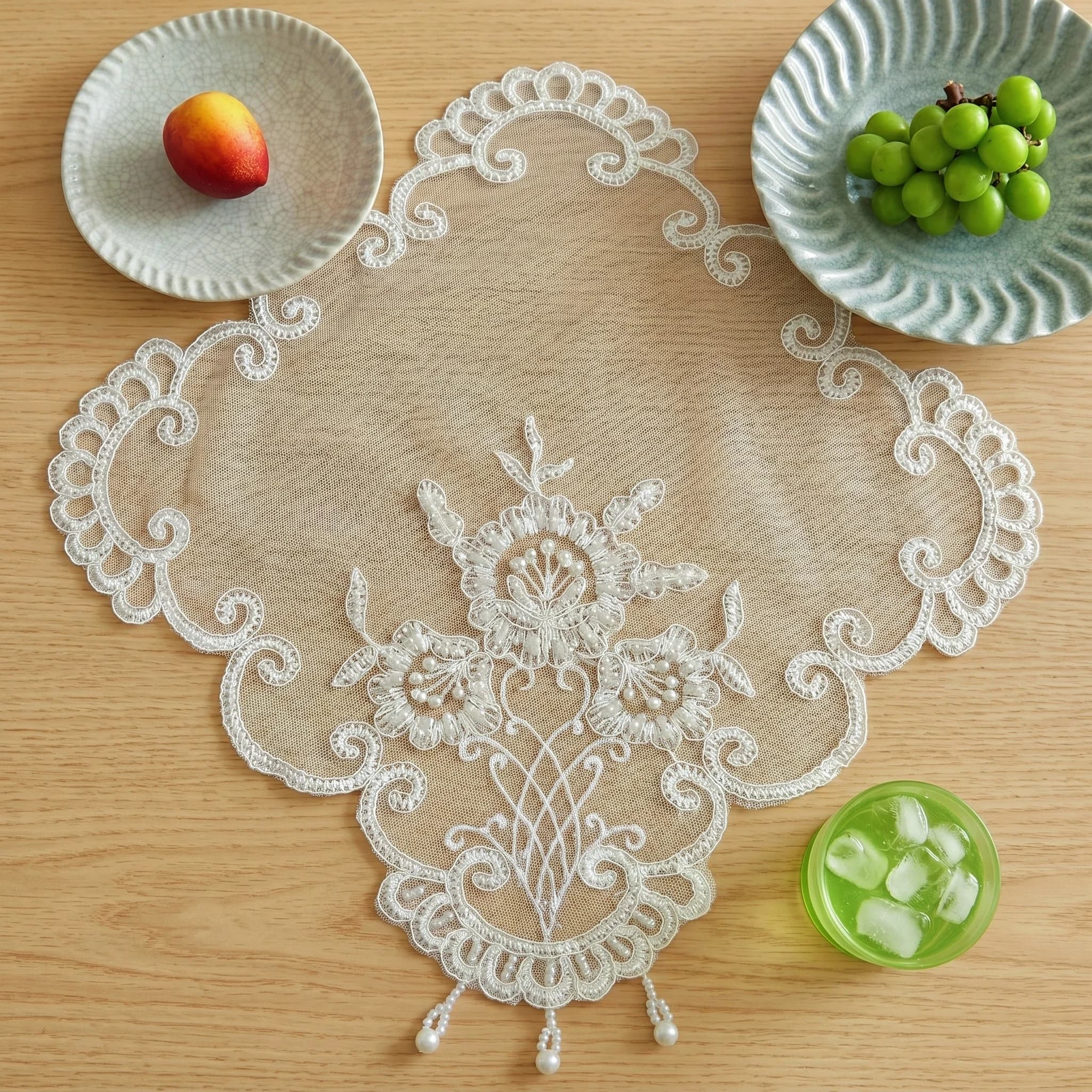 Set di 4 tovagliette quadrate piccole per matrimonio, sottopiatti per frutta, sottobicchieri carini, supporti per candele, decorazioni per tea party