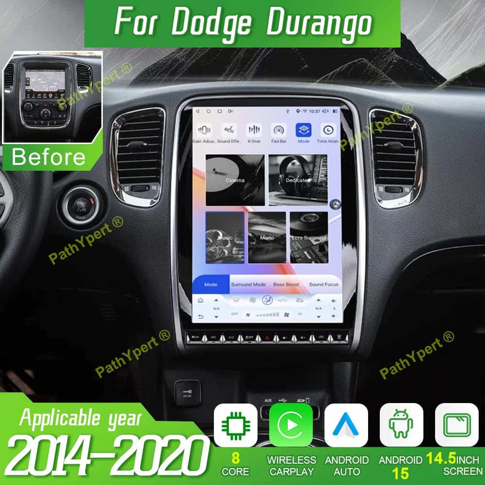 Autoradio Multimediale Android 15 da 14.5 Pollici per Dodge Durango 2014-2020 con Carplay Integrato e Visione a 360 Gradi ° Vista Panoramica Qualcomm 6125