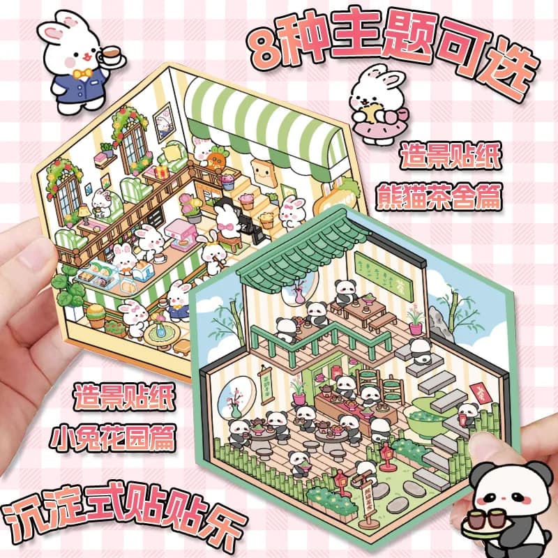 Adesivi paesaggi coreani 3D del fumetto Kawaii Cute Princess Guinea Pig Adesivi 3d Sollievo dallo stress per poster di moda per bambini adulti