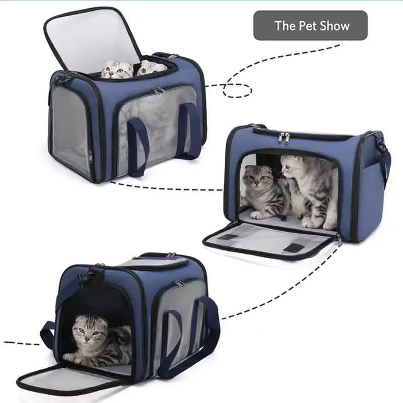 Zaino Trasportino per Animali Domestici, Borsa a Tracolla Pieghevole Traspirante per Cani e Gatti, Borsa da Viaggio per Animali