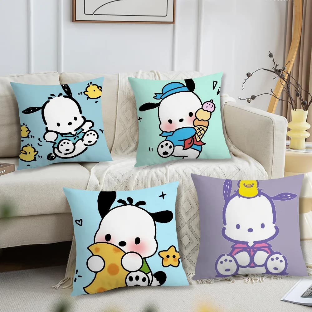 Fodera per cuscino Kawaii P-Pochacco per stampa su cuscino, decorazione per divano, casa, auto, camera, caffetteria, ufficio, stile nordico semplice