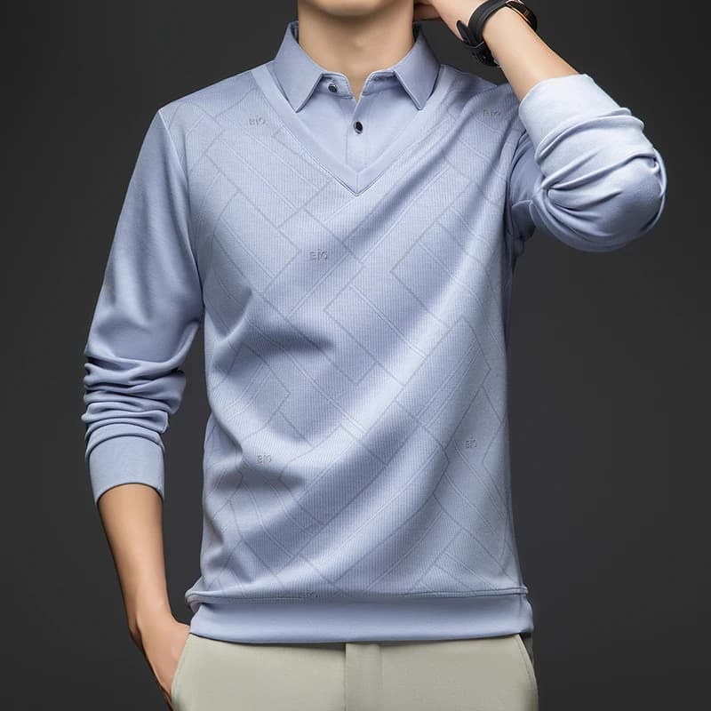 BROWON 2025 Primavera Autunno Smart Casual Uomo Nuova Polo Abbigliamento da golf Uomo Manica lunga Risvolto Slim Fit Polo da lavoro Top Tees Uomo