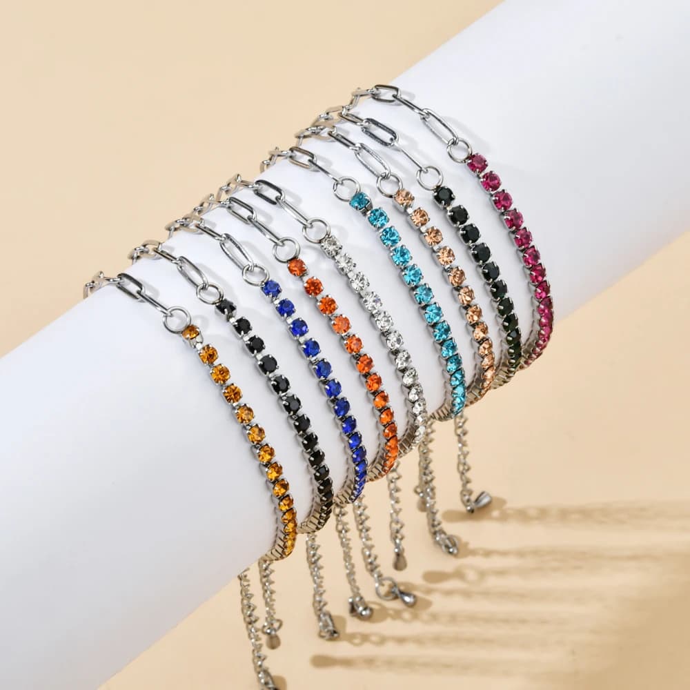ZMZY Boho Crystal CZ Chain bracciale in acciaio inossidabile regalo di gioielli braccialetto da Tennis semplice di grande moda Dropshipping all'ingrosso