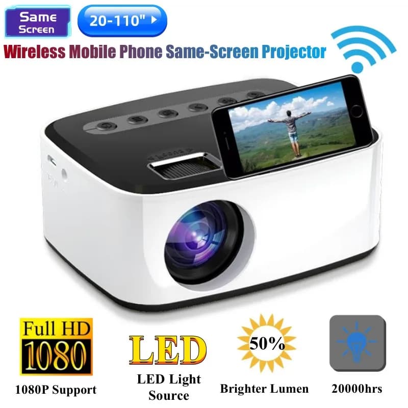 T20 USB LED HD 1080P Versione con lo stesso schermo integrato Telefono cellulare wireless MINI proiettore Lettore video multimediale portatile per home theater