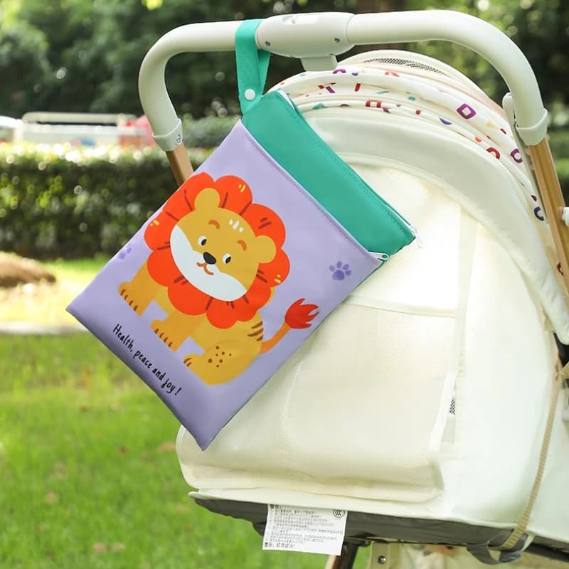 Accessorio per borsa da appendere per passeggino, lavabile, bagnato/secco, adatto per pannolini per bambini, impermeabile e riutilizzabile con doppie cerniere