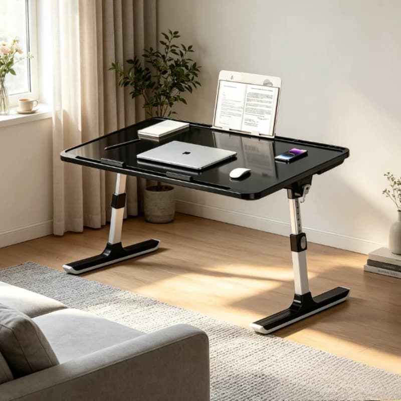 Bed Laptop Desk, Adjustable Folding Laptop Stand, Large Portable Lap Desk for Bed, Dorm, Bay Window, Study & Reading, Students