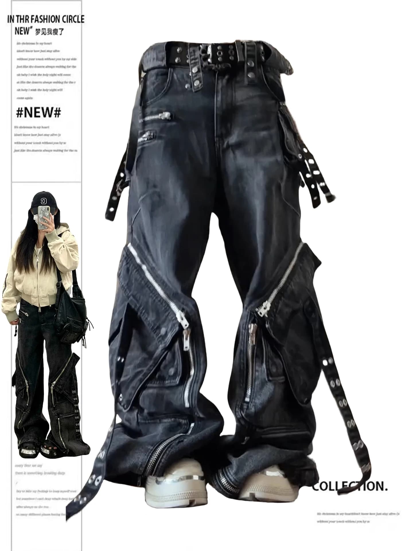Pantaloni in denim da donna autunno inverno Goblin Core Y2K Baggy Punk Wide Fit Jean giapponese Harajuku Dark Academia Grunge anni 2000 Cyber