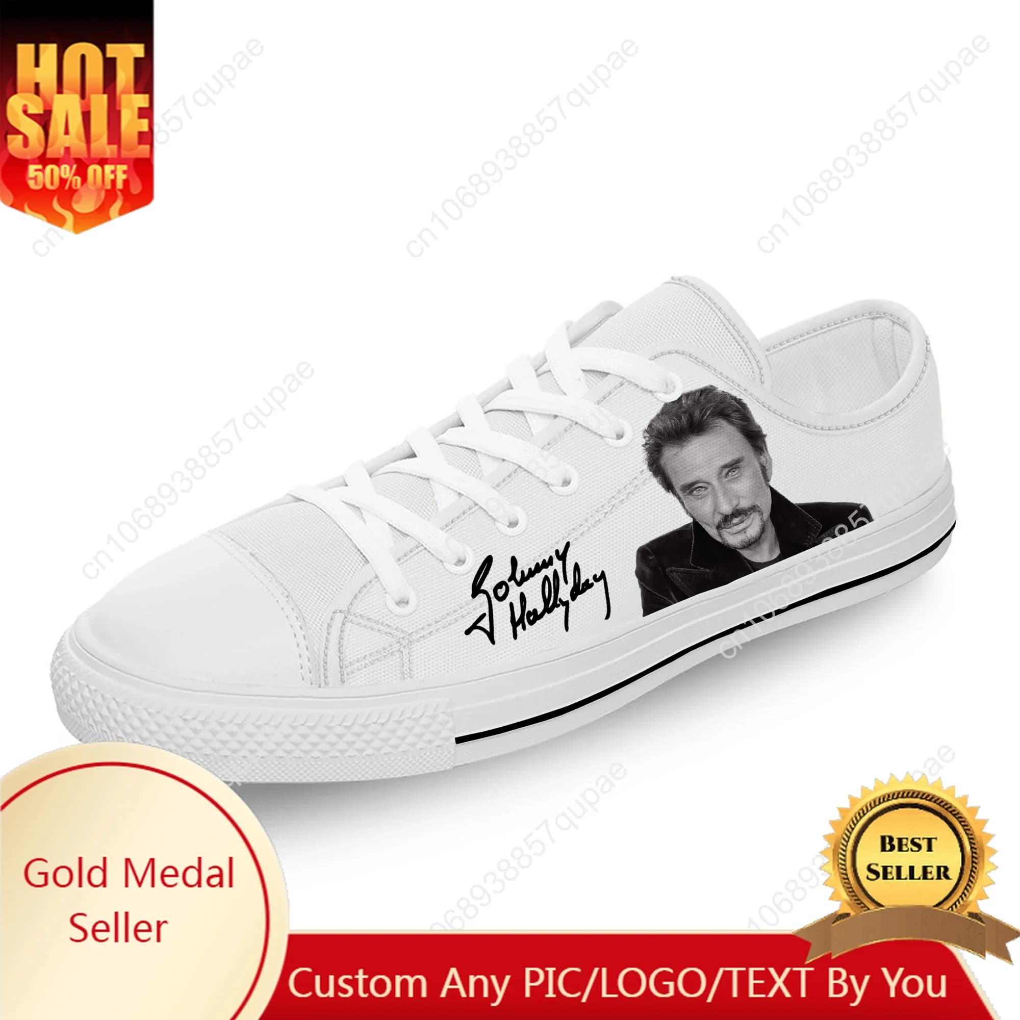Star francese Johnny Hallyday Sneakers alte Uomo Donna Scarpe casual per adolescenti Scarpe da corsa in tela Scarpa leggera con stampa 3D