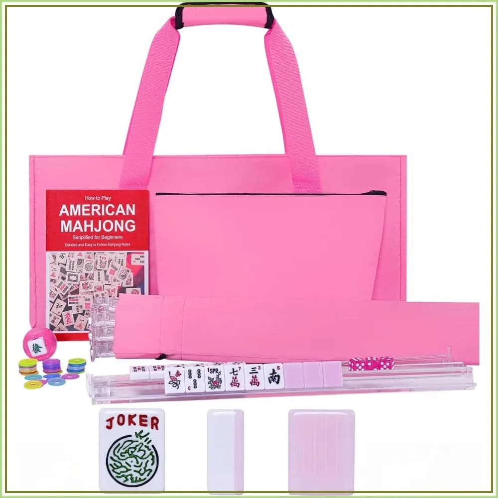166-Piece Pink American Mahjong Set, Tiles, Bag, Racks & Accessories