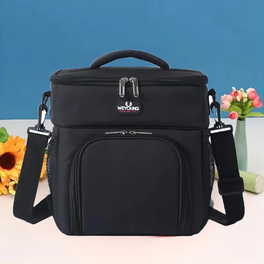 Borsa per il pranzo riutilizzabile isolata Grande scatola per il pranzo per adulti per donne e uomini con tracolla regolabile, tasca frontale con cerniera