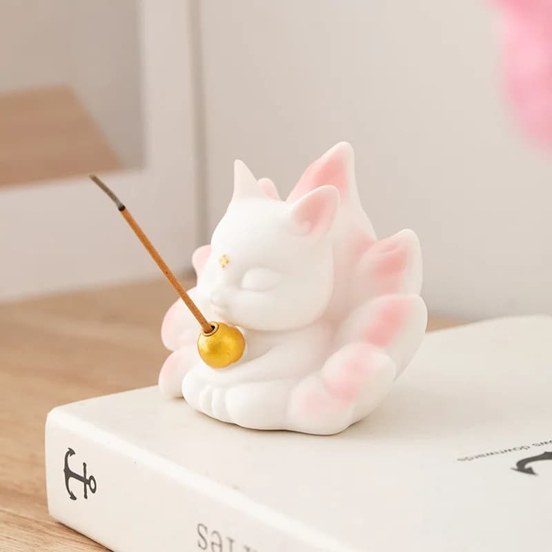 Cute Cartoon Ceramic Incense Stick Holder Tray, Ash Catcher Base for Office Desk Bedroom Indoor Aroma Tabletop Decor Ornament
