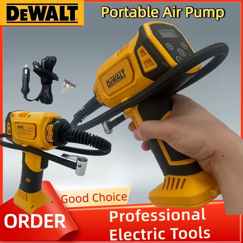 Compressore d'Aria Portatile Ricaricabile Dewalt, Pompa Elettrica con Manometro Digitale per Pneumatici Auto