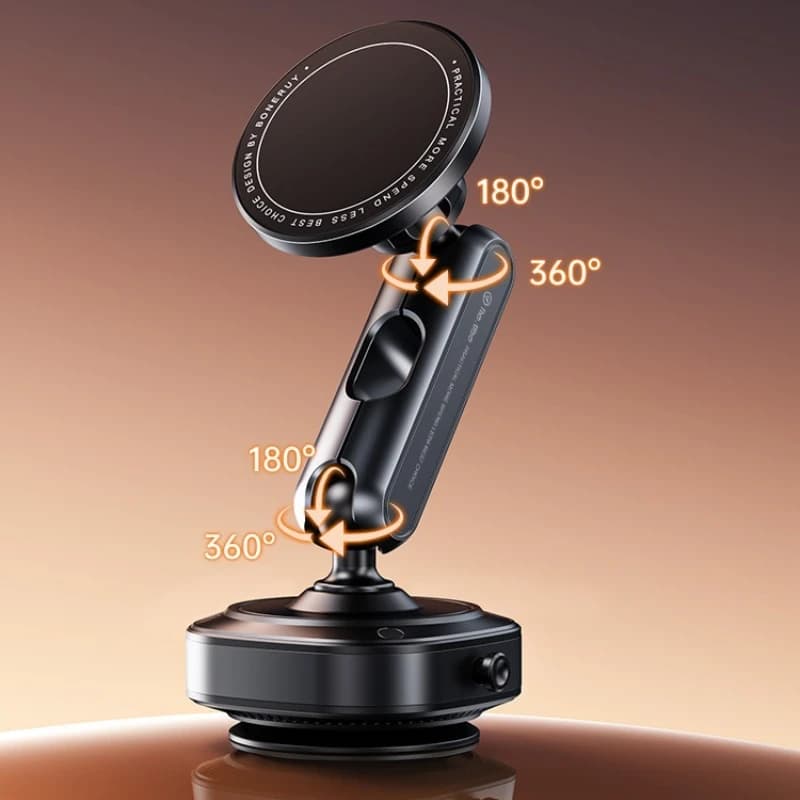 Supporto magnetico per telefono da auto con 360 ° Ventosa elettrica pieghevole e girevole per parabrezza anteriore, scena della finestra del tetto
