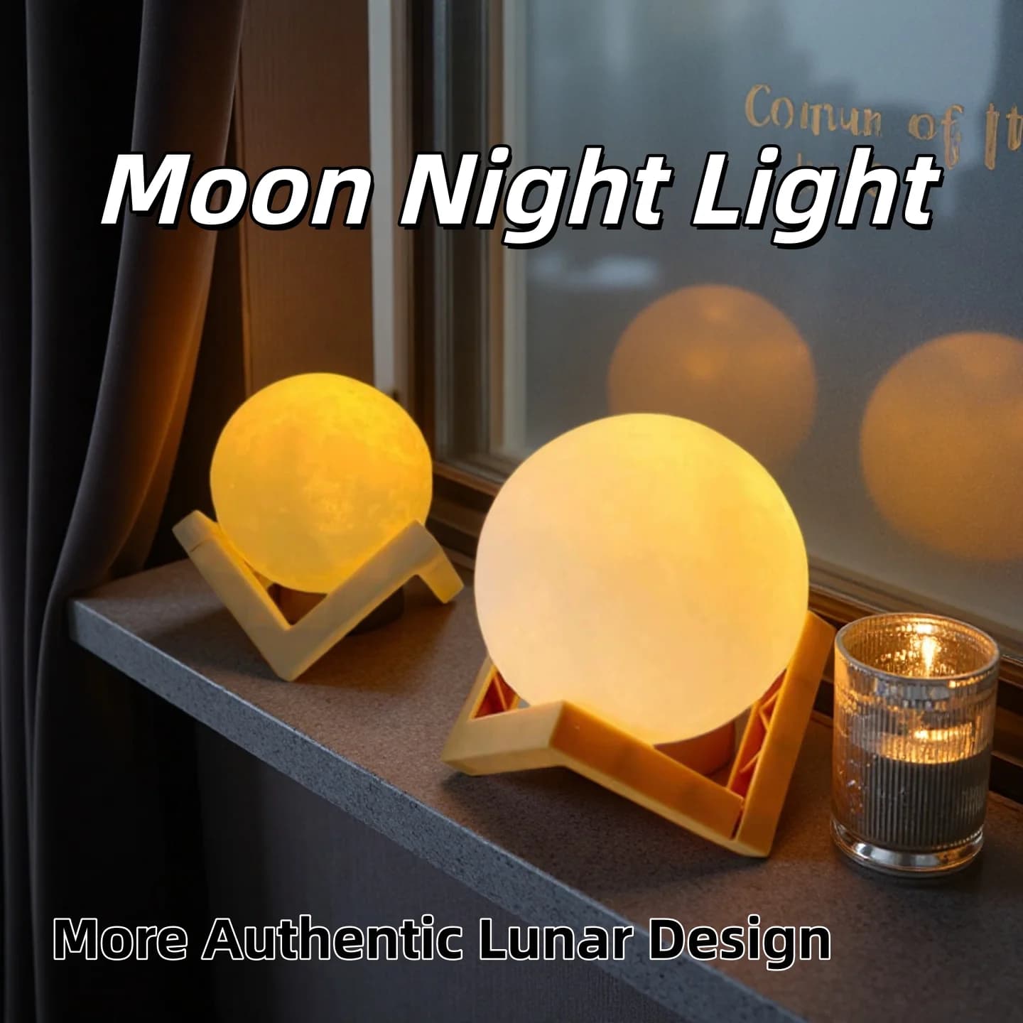 Lampada Luna LED con Supporto, Luce Notturna per Camera da Letto, Regalo Decorativo, Lampade da 6cm/8cm a Batteria, Luci 3D Creative e Romantiche da Tavolo