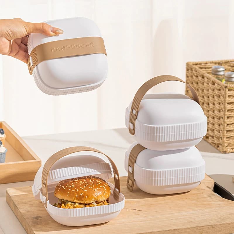 Contenitore per Hamburger, Scatola per Pranzo Riutilizzabile, Contenitori per Sandwich con Coperchio, Scatola Portatile per Cibo da Asporto, Confezione per Sushi, Scatola per Pasticceria