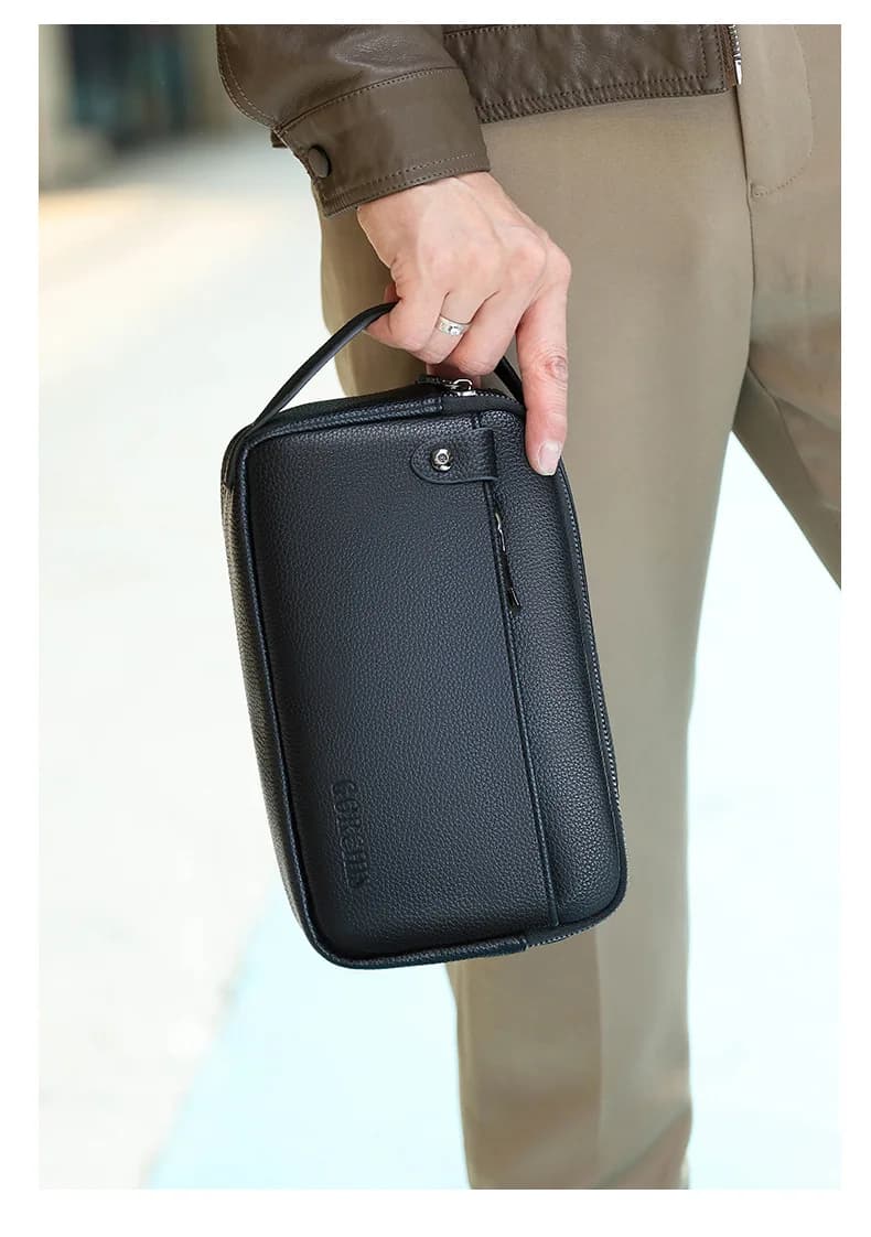 Men's Large Capacity Handbag Wallet Multi Pocket Business Casual Soft PU Leather Organizer Moneybag High Quality