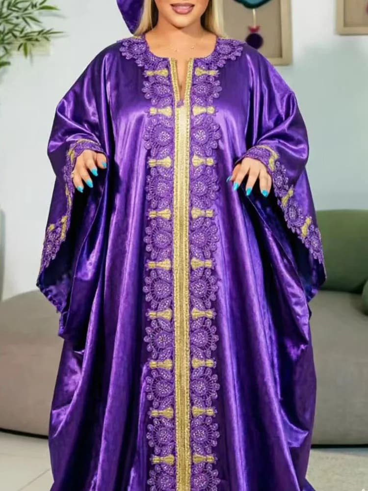 Abito Lungo Bazin Vibrante, Moda Africana Classica, Su Misura per Cerimonie di Fidanzamento, Feste e Balli in Maschera