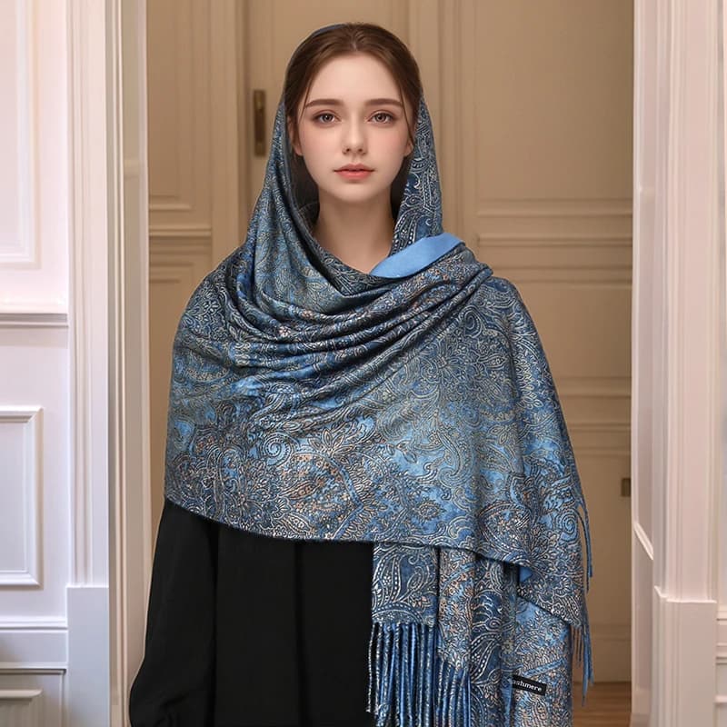Sciarpa scialle di Pashmina Paisley di lusso da donna ricamo autunno cashmere avvolgente floreale calda coperta femminile scialle Hijab etnico di design
