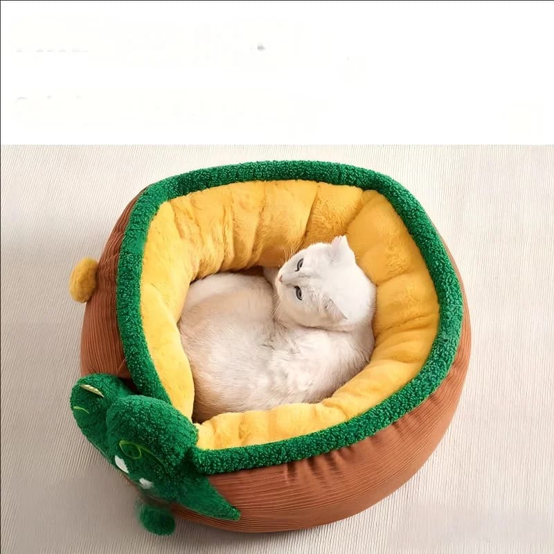 Nido per gatti in velluto a coste con motivo solido all'ingrosso in fabbrica Lucky Tree Letto riscaldante invernale rotondo per animali domestici Tappetino e cuscinetti personalizzabili