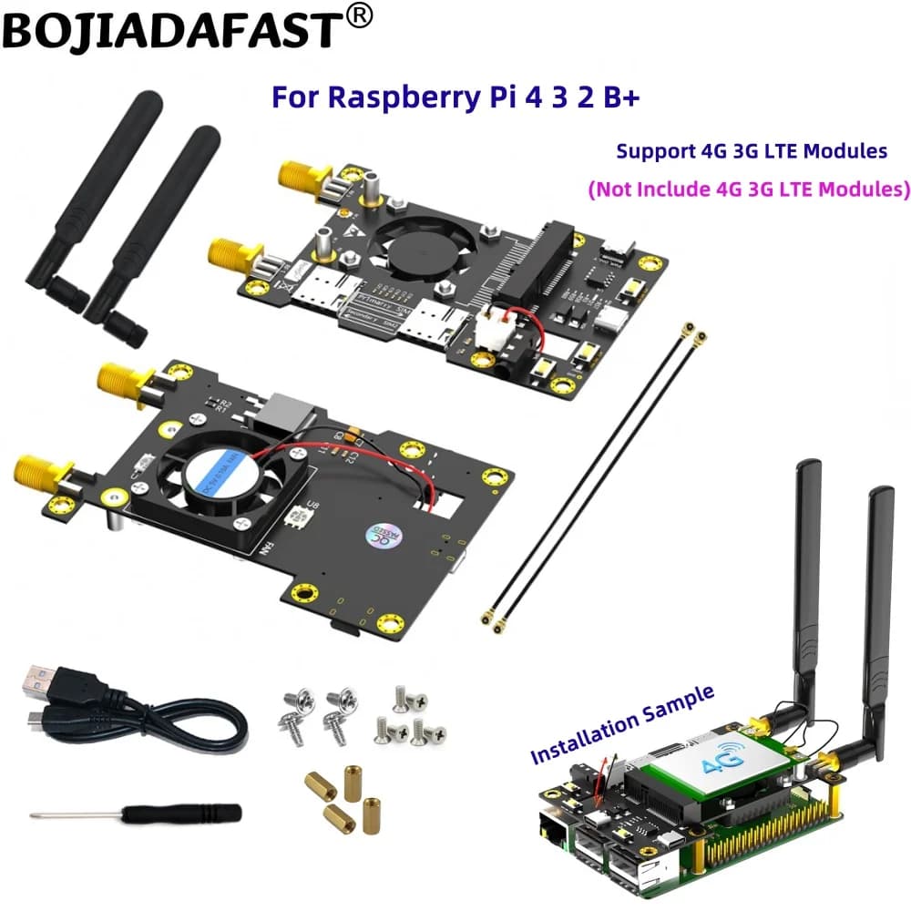 Module 4G 3G LTE Mini PCI-E MPCIe Modem Wireless Adapter with Dual Slot Nano SIM + 2 antennas for Raspberry Pi 4 3 2 B+