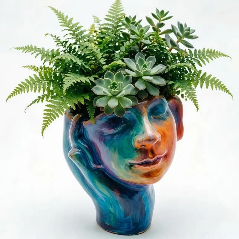 Stampo in silicone umanoide creativo - Vaso fai da te in resina e cemento, decorazione da scrivania per la casa, stampo per vaso di piante grasse e cactus