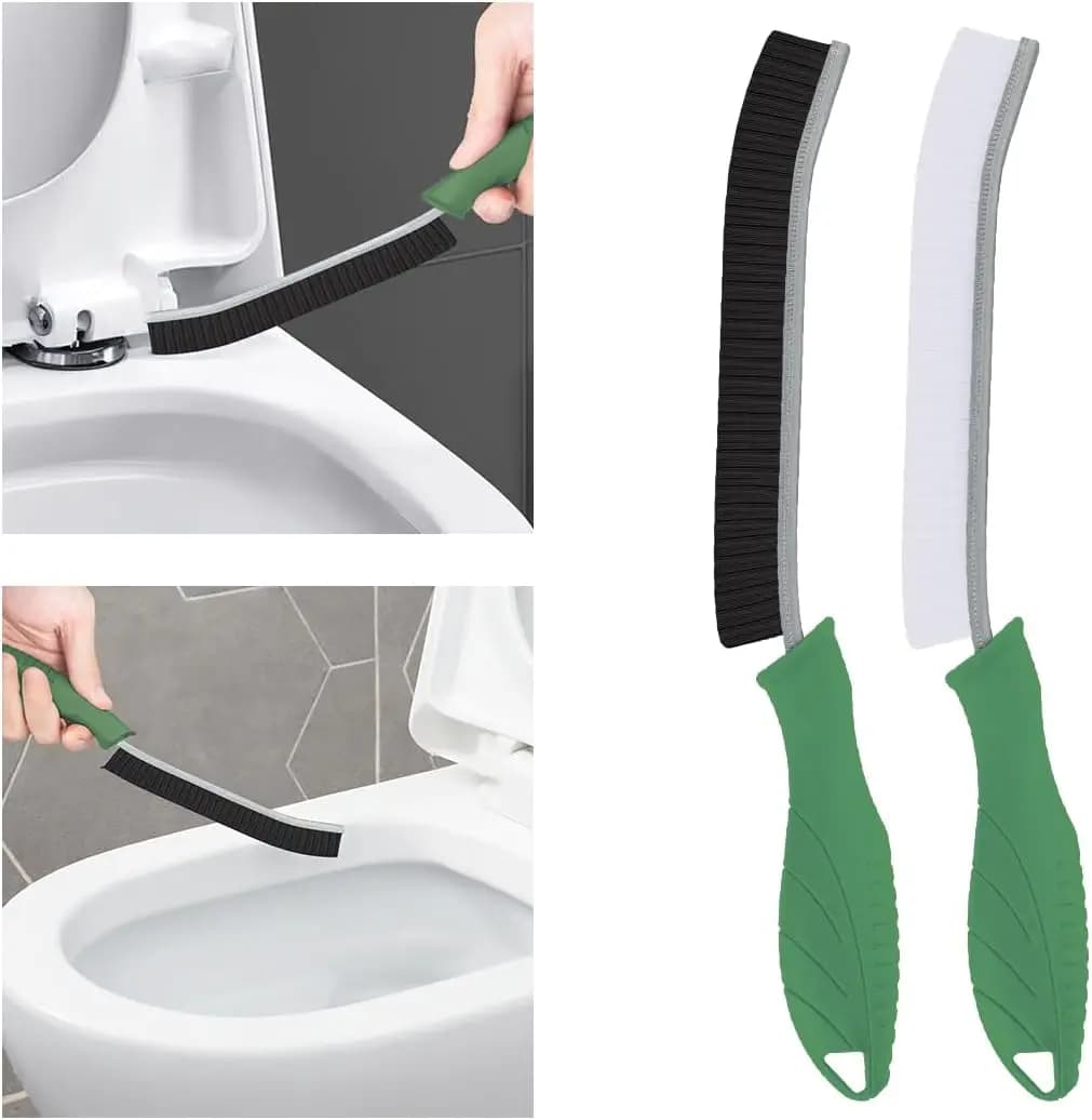 Set di 2 Spazzole per WC, Testa Stretta per Pulizia Profonda, Spazzola per Bagno con Foro per Appendere, Verde