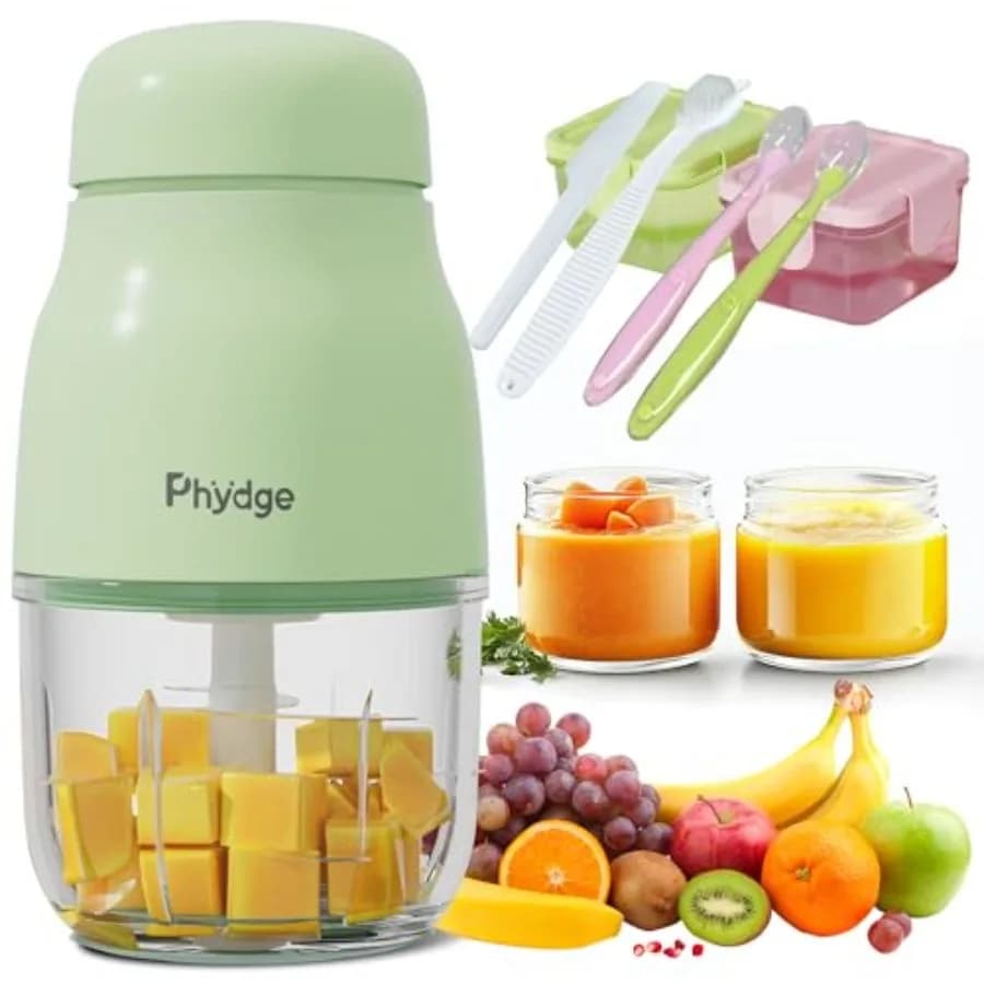 Robot da Cucina per Bambini - Frullatore per Alimenti per Neonati Aggiornato con Contenitori e Cucchiai in Silicone, Facile da Pulire, Processore per Alimenti per Bambini da 10oz