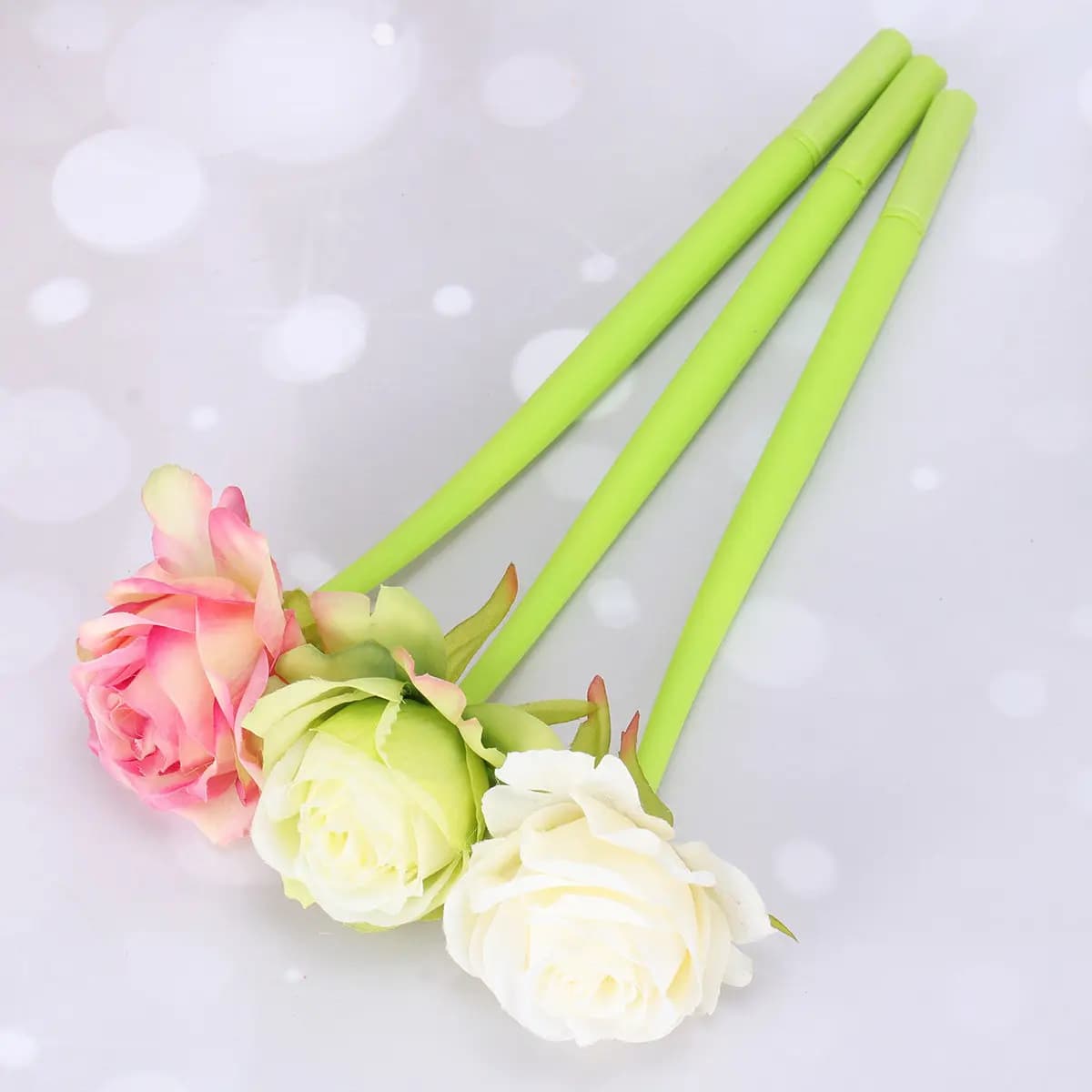 3Pcs 0.5mm Rose Flower Gel Pen Silicone ABS Material Creative Cute Pens for Students School Office Gift Black