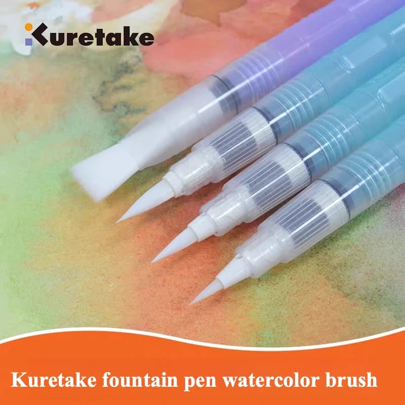 Pennello per acquerello giapponese Kuretake, pennello con serbatoio d'acqua per pittura artistica, penna speciale con pigmento solido colorato solubile in acqua