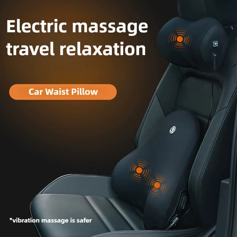 Set di cuscini per veicoli con supporto lombare in memory foam per poggiatesta per auto con massaggio elettrico ergonomico