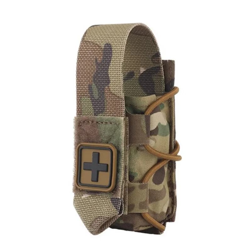 Porta Tourniquet Molle IFAK, Custodia Tattica Medica, Kit Pronto Soccorso con Patch a Croce/Corda Elastica e Tourniquet