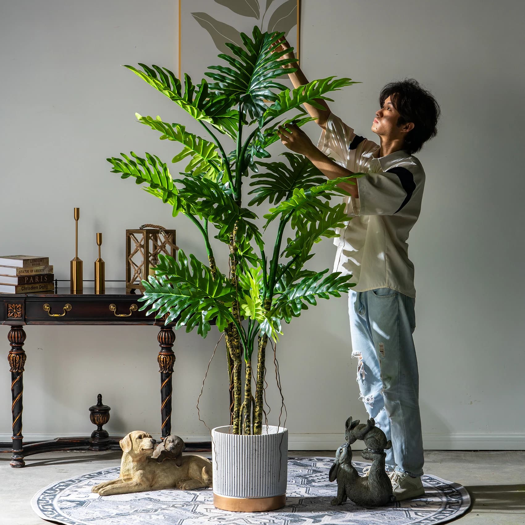 Simulation of the tree of spring feathers Vase for green plants Fake plant Home landscape decoration for indoors Shooting pins Tree bonsai