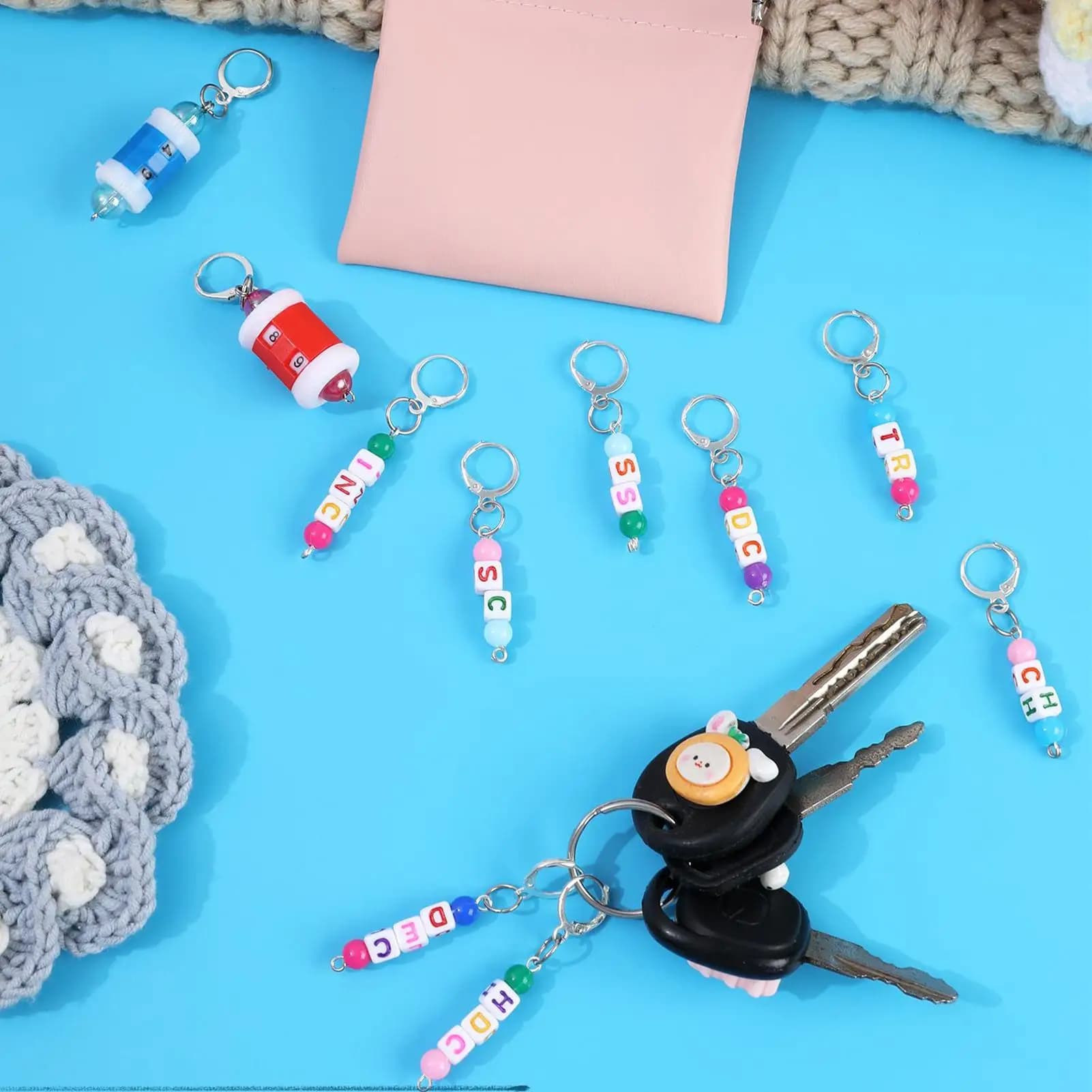 Pennarelli per maglieria Pennarelli per filati da cucito 12 pezzi Strumento per marcatura da cucito per abbigliamento in tessuto Scrapbooking Portachiavi Collana