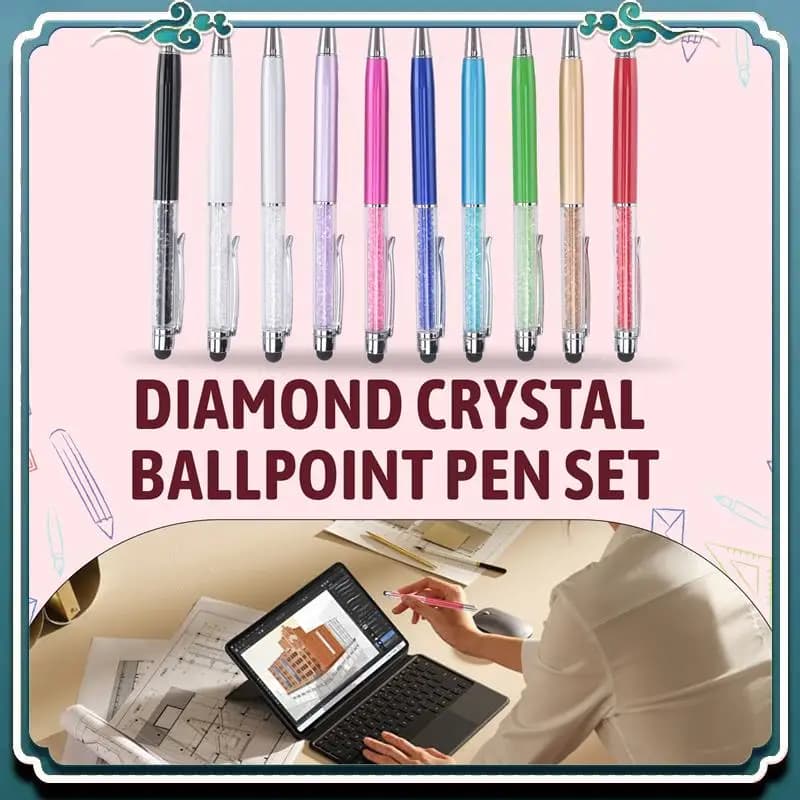 Facile da usare 40 pezzi penna a sfera in cristallo sfuso lucido 2 in 1 sottile cristallo diamante schermo stilo inchiostro gel nero penna glitterata