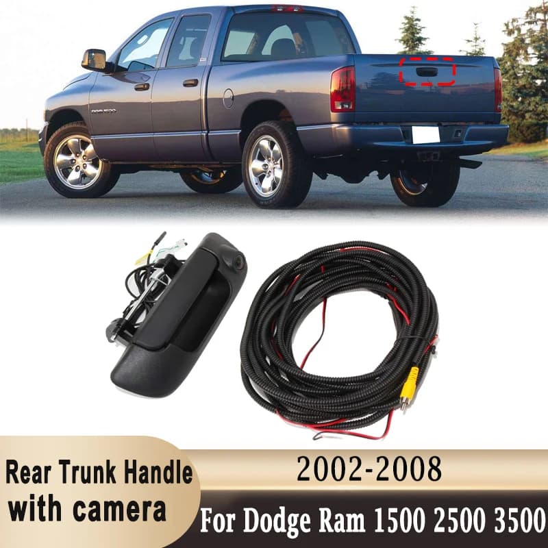 Maniglia per bagagliaio posteriore con telecamera di parcheggio per Dodge Ram 1500 2500 3500 2002-2008 Portellone retromarcia Telecamera di retromarcia Immagine retrovisore