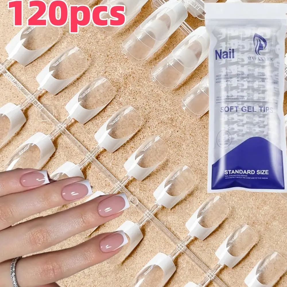 120 pcs/Bag Transparent French Bara Presses On Short Nails Ballet Soft Frost Artificial Nail Tips Full Cover False Toe of fingers 12 Size
