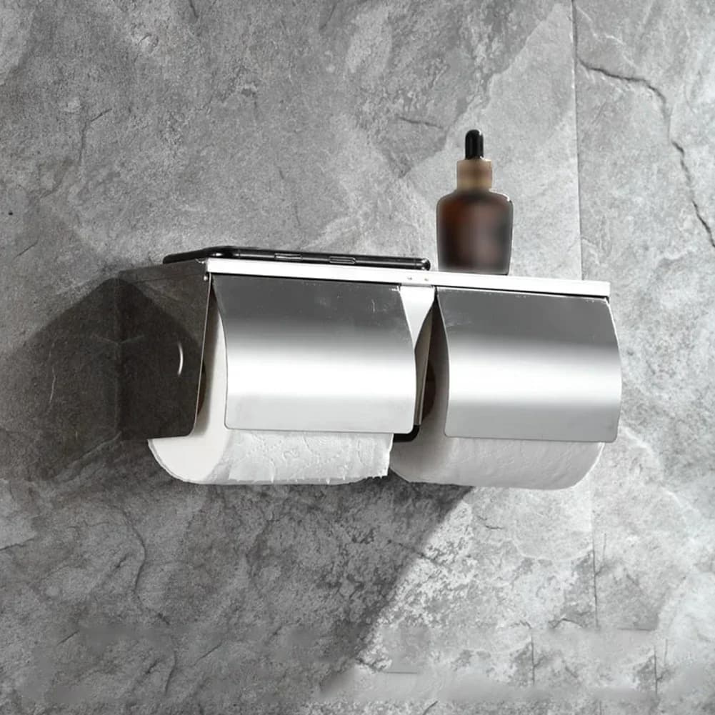 Porta carta igienica per bagno, dispenser per carta igienica a doppio rotolo, impermeabile, in acciaio inossidabile