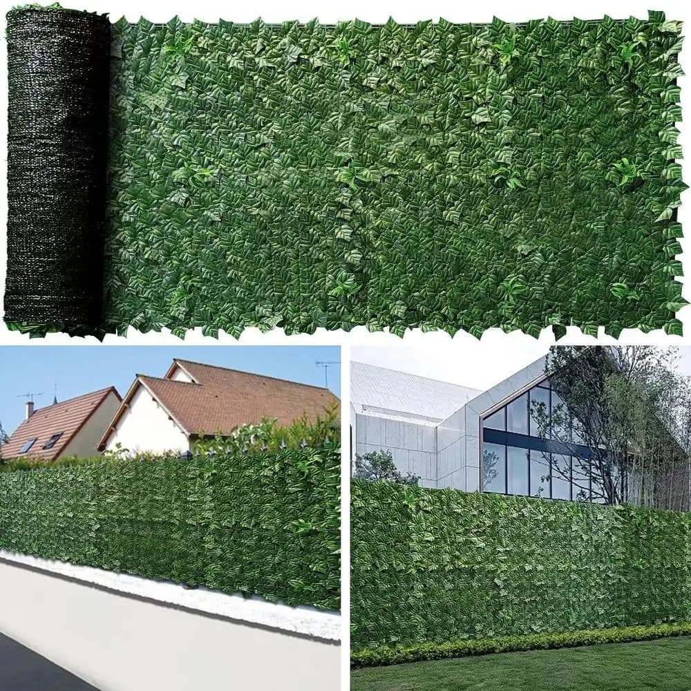 Ivy Fence Privacy Screen with Mesh Back, 72 x 96 Faux Ivy Vine Leaf Fence Panels, Balcony Privacy Screen, Hedge Wall Decoration