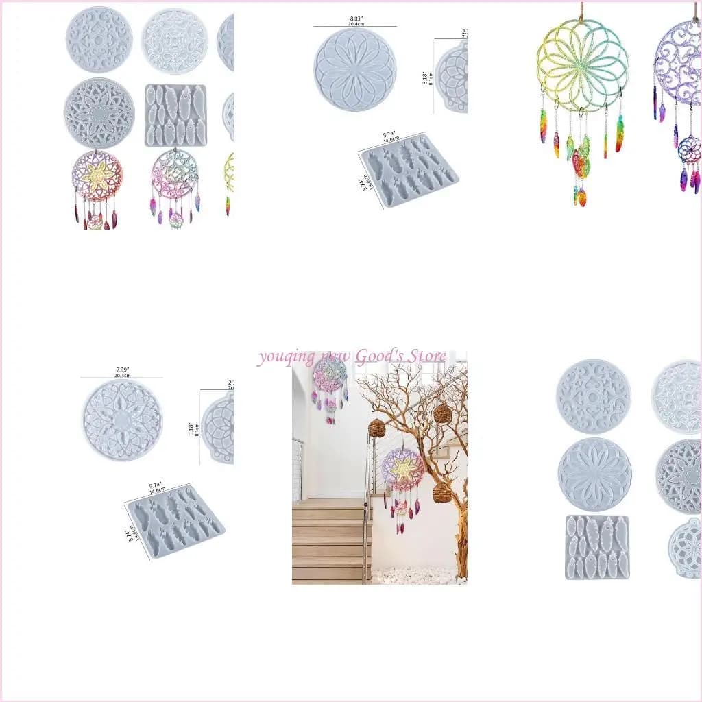 57QA Dream Catcher Silicone Molds Epoxy Resin Casting Pendant for Wall Hanging Decor Bedroom Living Room Art Craft