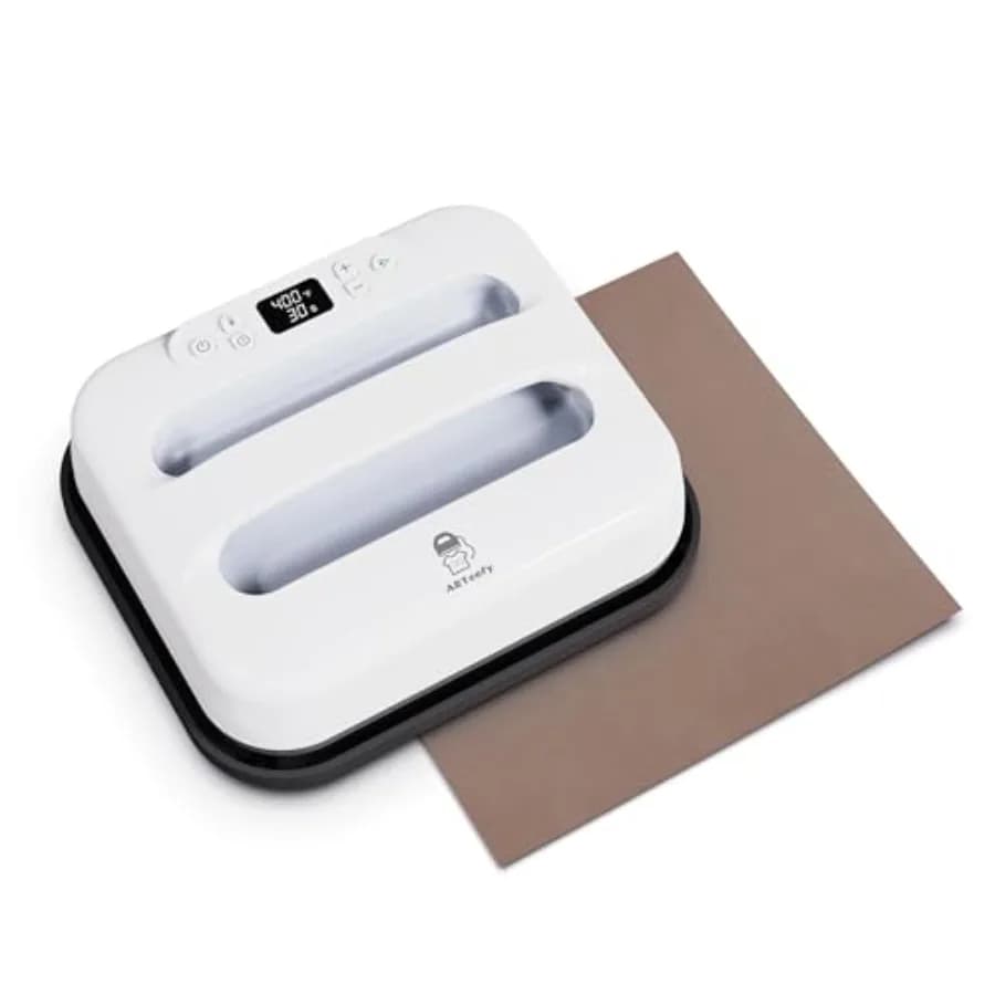 Heat Press Machine 12 x 10, Portable Digital Easy Press for T-Shirts, Sublimation and HTV Vinyl, White with Teflon Sheet
