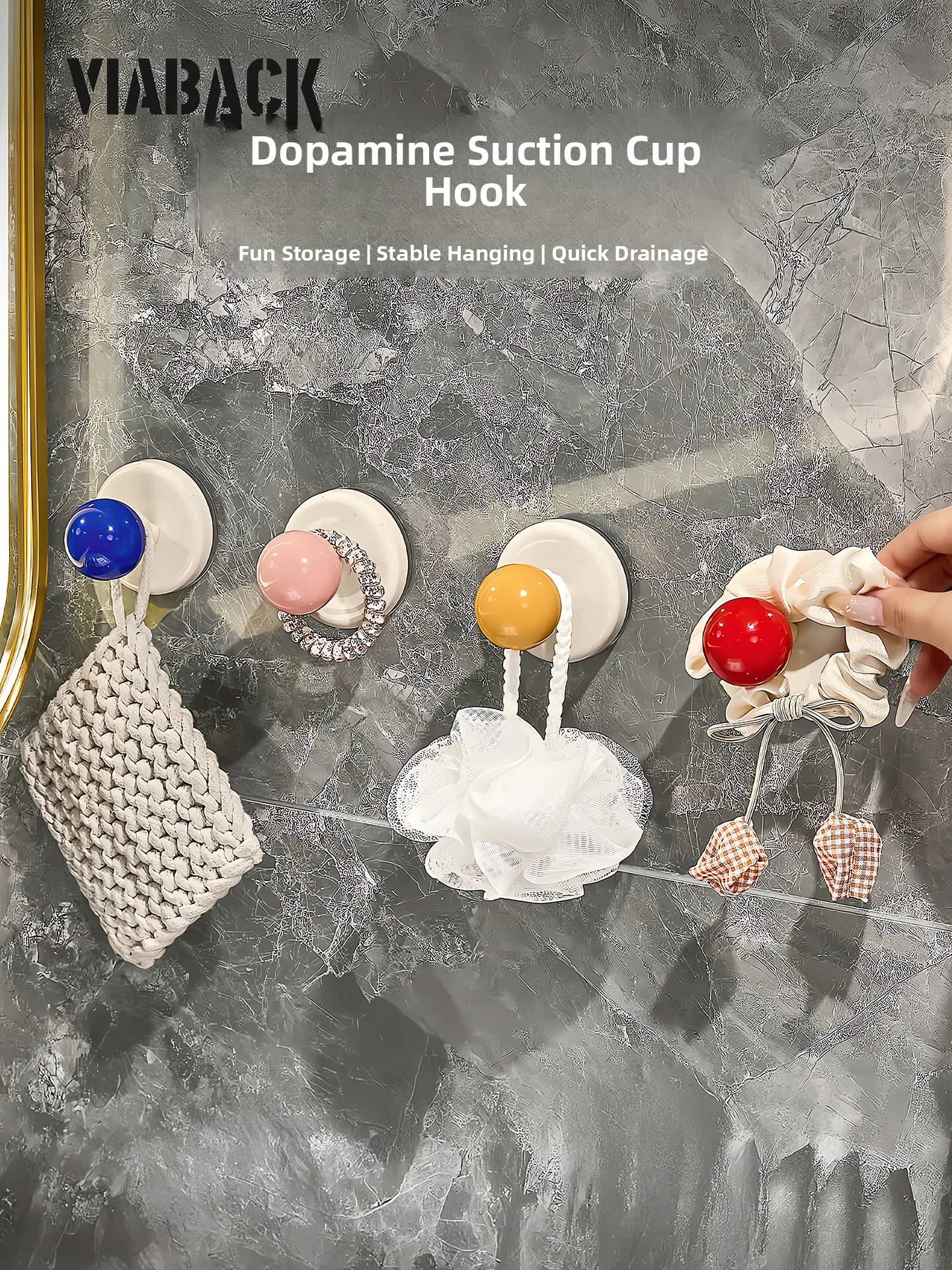 Ganci a ventosa potenti, organizer adesivo per bagno, ganci resistenti senza foratura, adesivo Tracel