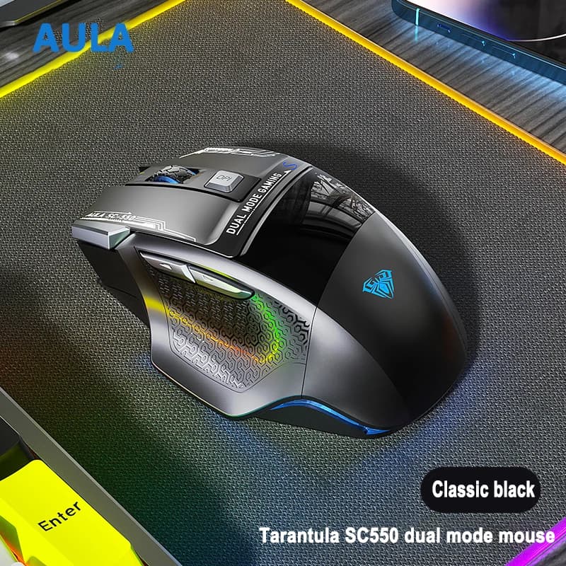 Mouse da gioco AULA SC550 Mouse Macro Wireless 2.4G retroilluminazione RGB Design ergonomico Mouse E-sport accessori per PC