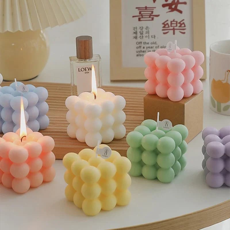 Cube Candle Style Ins, Candle Craftsmanship, Soy Cera Candle for Aromatherapy, Wedding Candles and Birthdays, Party Decoration and Home