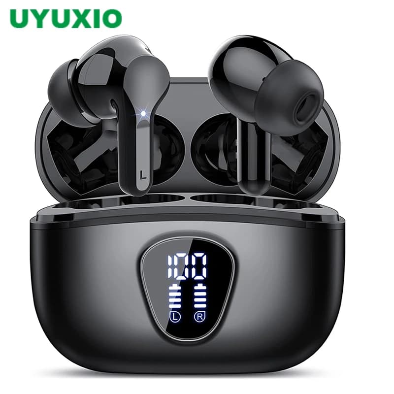 Auricolari wireless Cuffie BT5.3 Auricolari stereo HiFi con microfono con cancellazione del rumore ENC Display a LED 48 ore Auricolari impermeabili IP7