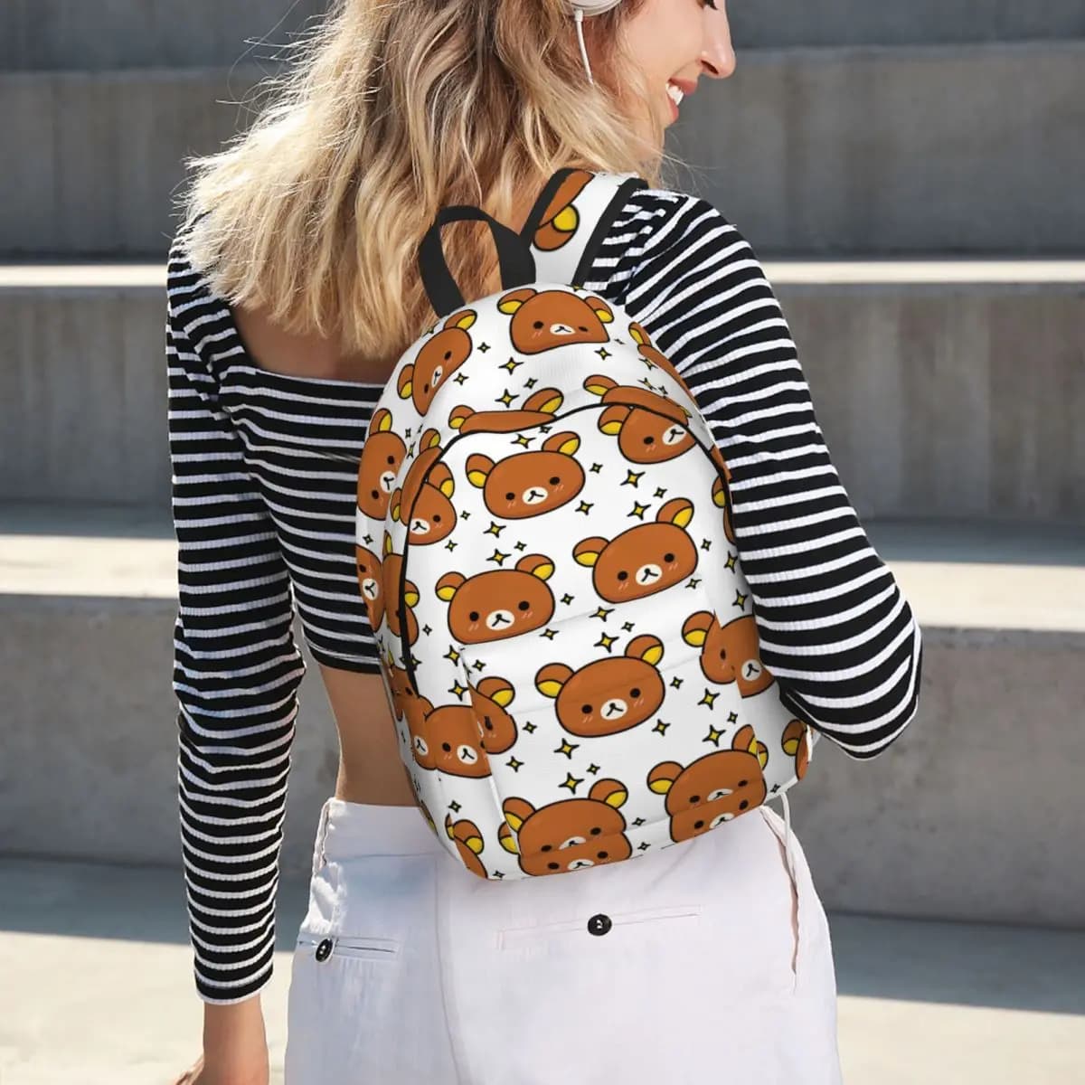 Zaino per studenti Rilakkuma con orso marrone Kawaii, borsa da scuola, zaino da viaggio per escursioni, per ragazzi e ragazze, borsa a tracolla alla moda