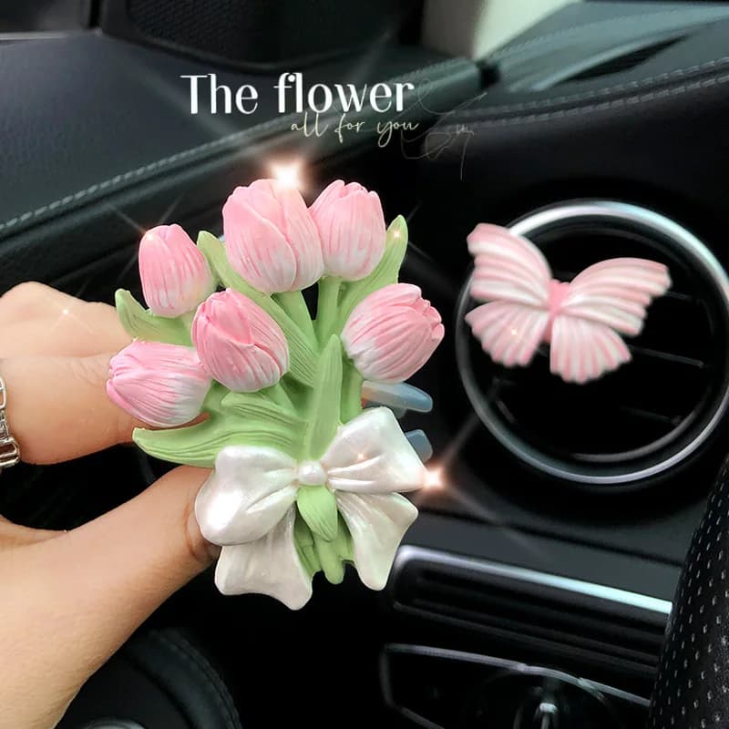 Creative Ortensia Tulip Deodorant for Car Car Clips for Perfume for Car Peach Flower Flavor Diffuser Car Air Castor