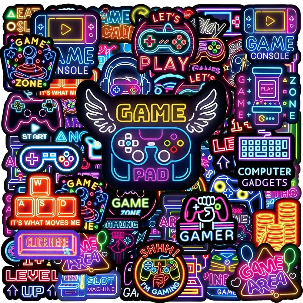 10/30/50pcs Neon Vintage Videogioco Cartoon Adesivi Impermeabile Graffiti Laptop Telefono Auto Fresco Decalcomanie Adesivo Per Bambini Giocattoli FAI DA TE